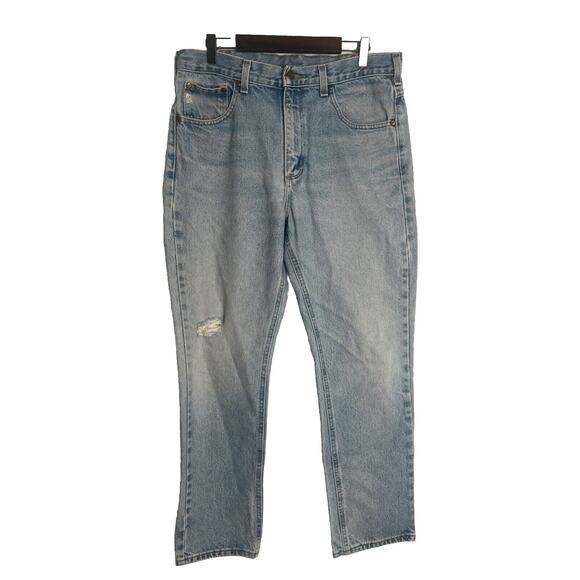 Carhartt Jeans Mens 34x30 Blue Denim Light Wash Faded Skater Grunge - Picture 1 of 12